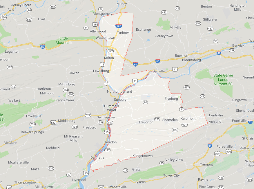 northumberland county map