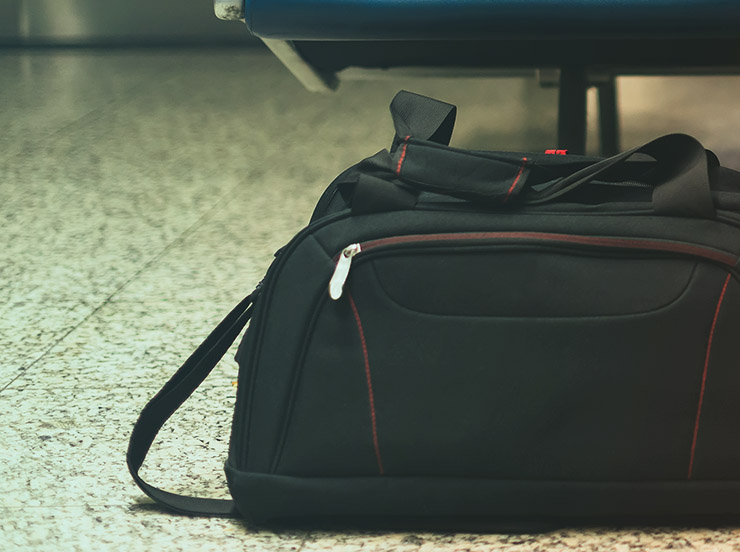 Forgotten travel bags in the airport.